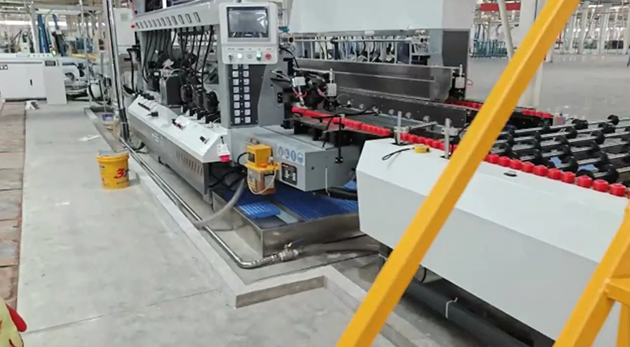 HISENG Glass Double Edging Machine Factory SCT Straight Line Type Video